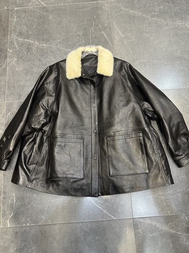 秋冬新款进口冷萃油蜡头层绵羊皮鹅绒服水貂毛领羽绒外套