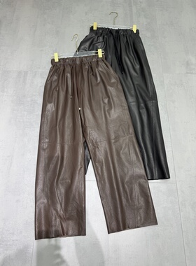 秋冬新款真皮皮裤进口全植鞣头层绵羊皮直筒长裤九分裤