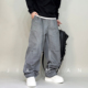 复古工装 风褶皱阔腿裤 男宽松直筒多口袋春秋款 美式 百搭休闲长裤 潮