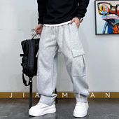 百搭潮流运动长裤 美式 卫裤 男宽松直筒多口袋休闲裤 工装 风春秋新款