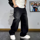 秋雾感设计宽松休闲百搭直筒裤 男2025新款 复古高街水洗牛仔裤 美式