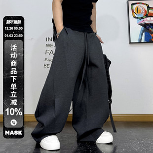 慵懒风立裁解构休闲简约百搭弯刀廓形运动卫裤 美式 新款 秋季