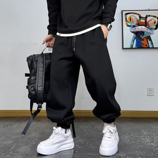 男春秋抽绳立体拼接运动哈伦纯色九分裤 美式 休闲宽松束脚2026卫裤