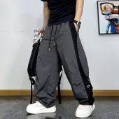 运动裤 美式 子 新款 宽松阔腿男士 潮流拼接撞色直筒休闲裤 男2025秋季