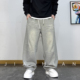 美式 潮流 宽松直筒抽绳休闲长裤 复古水洗做旧阔腿卫裤 男2026春秋款