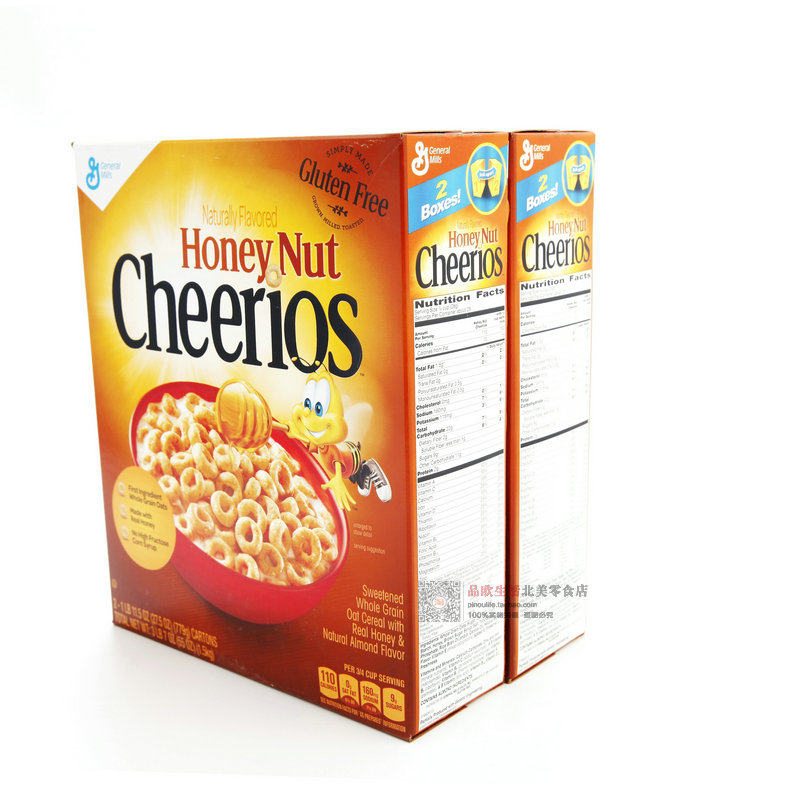 双盒包邮美国通用磨坊cheerios蜂蜜杏仁燕麦圈779gx2早餐休闲零食