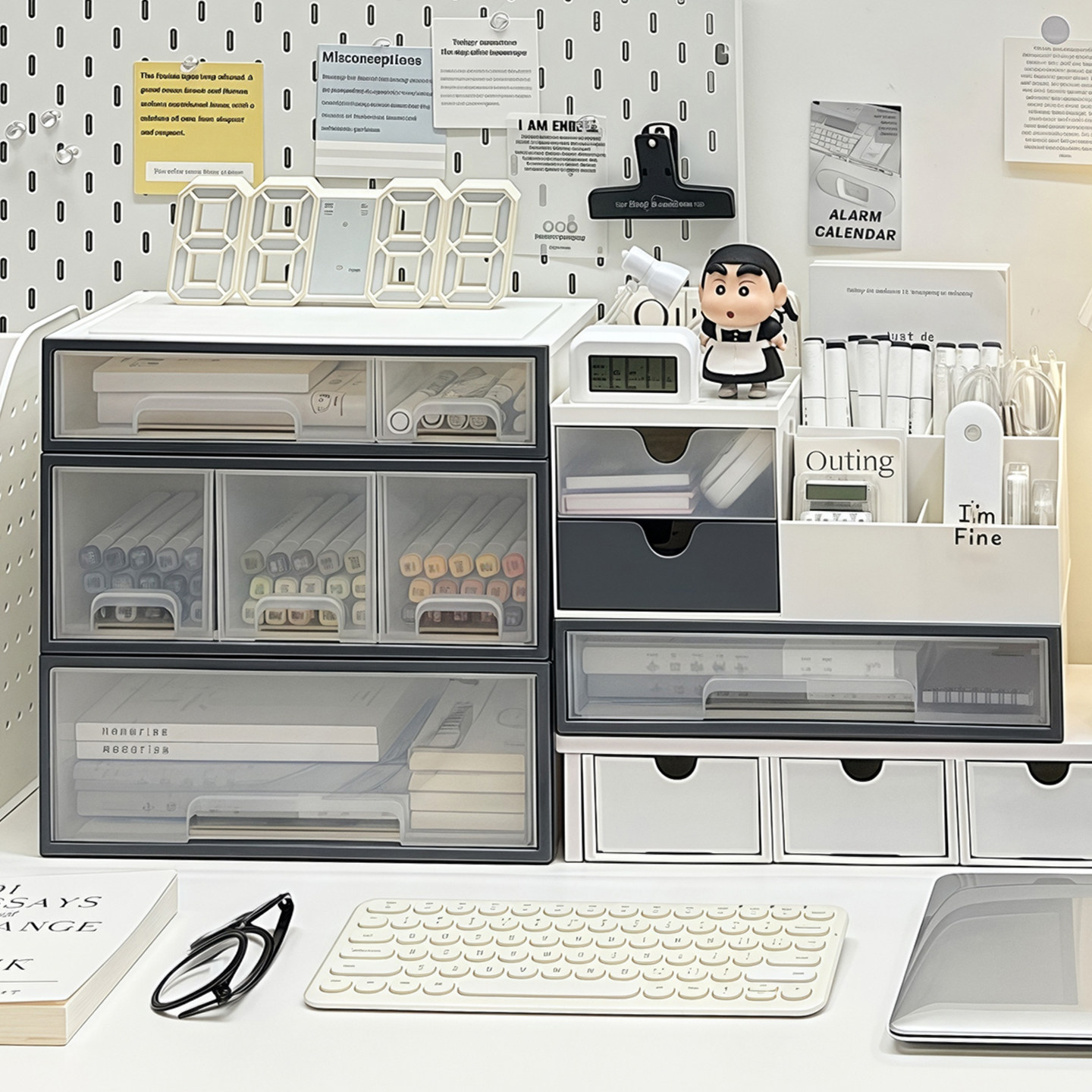 桌面收纳盒抽屉式学生书桌文具杂物整理盒大容量办公室工位置物架