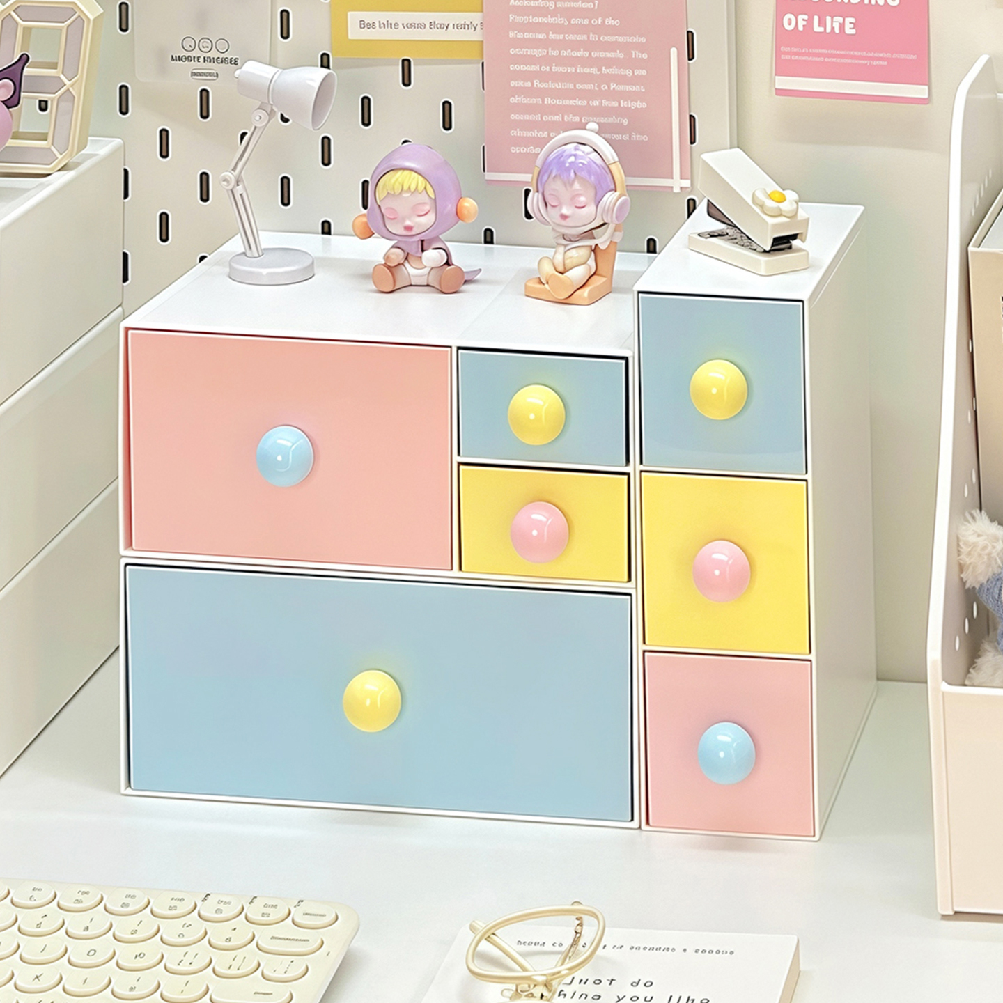 桌面收纳盒抽屉式学生书桌文具化妆品置物架办公室笔筒玄关整理盒