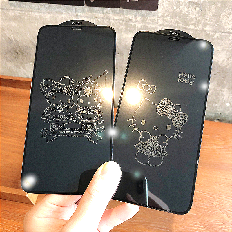 苹果卡通可爱kt猫全屏息影钢化膜