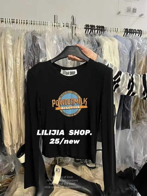 MH家 2025秋季新款韩版时尚百搭显瘦设计感长袖印花字母T恤