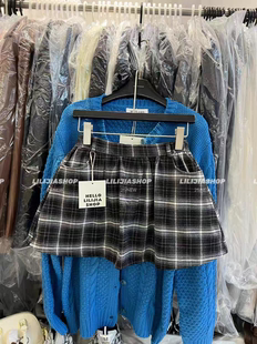 MH家 2025秋新款美式复古性感辣妹个性百搭格纹半身裙遮跨短裙