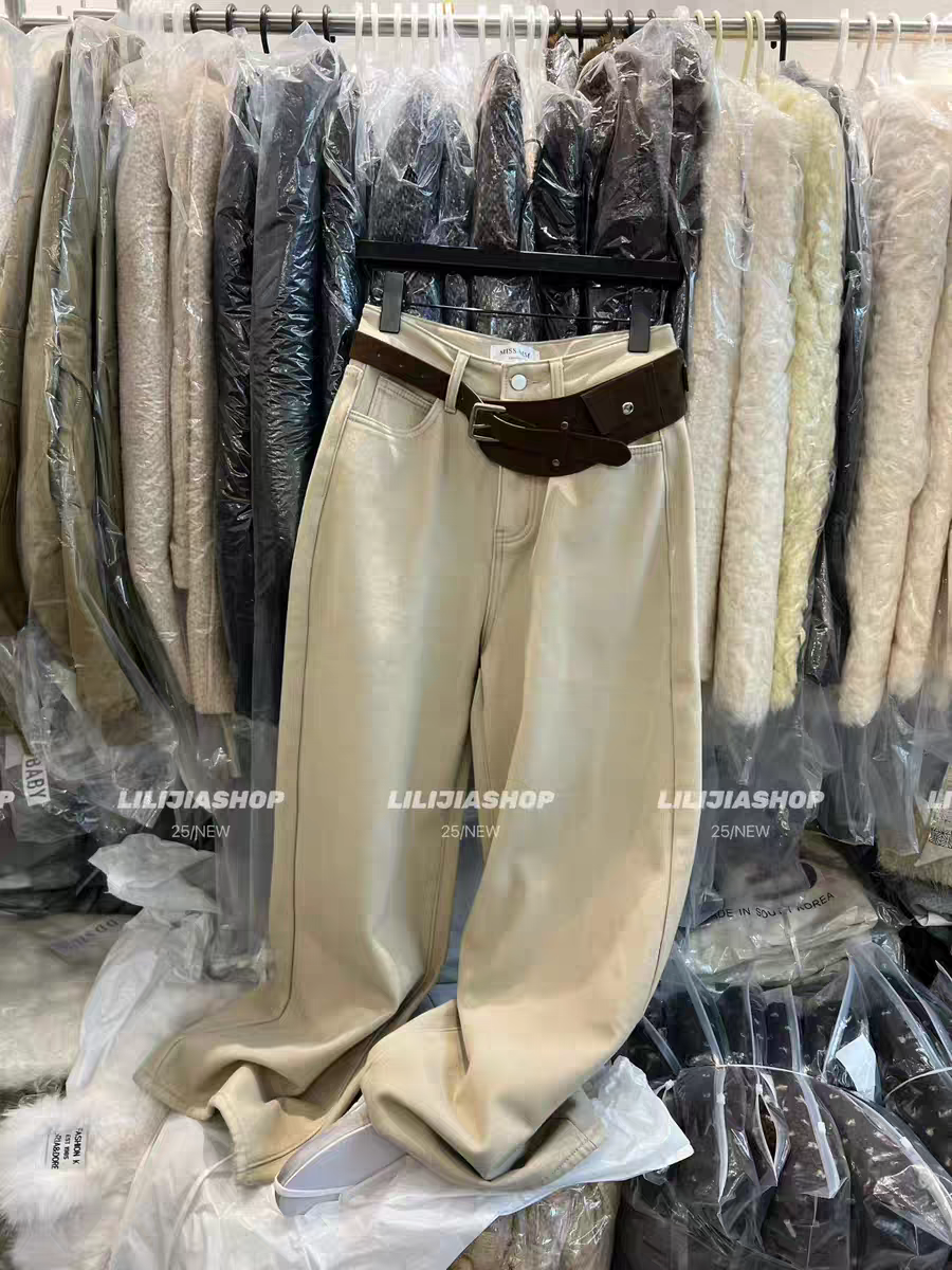 MH家 2025冬新款韩版时尚百搭宽松显瘦加绒牛仔休闲裤女配腰包