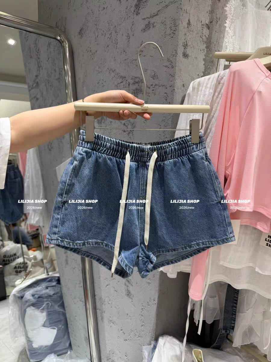MH家 2026夏季新款韩版时尚百搭宽松显瘦松紧腰牛仔短裤女