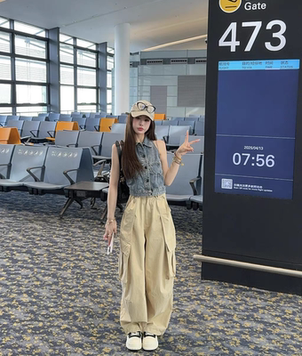 MH家 韩版2025夏季新款气质复古水洗牛仔马甲无袖坎肩背心外套