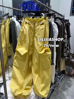 MH家2025秋季韩版时尚百搭显瘦宽松可调节腰束脚工装裤女