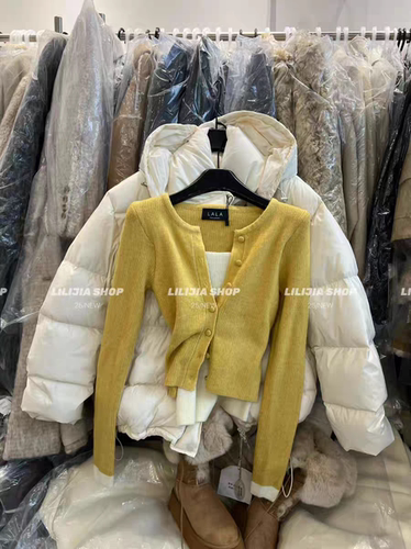 MH家 2025冬季新款时尚百搭宽松显瘦圆领假两件针织开衫上衣女