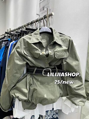 MH家 2025新款法式高级感收腰宽松衬衫女腰带灯笼短裙时尚套装