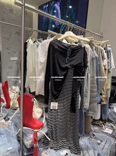 2026新款 T恤 韩版 百搭显瘦长袖 条纹半身长裙两件套 时尚 MH家