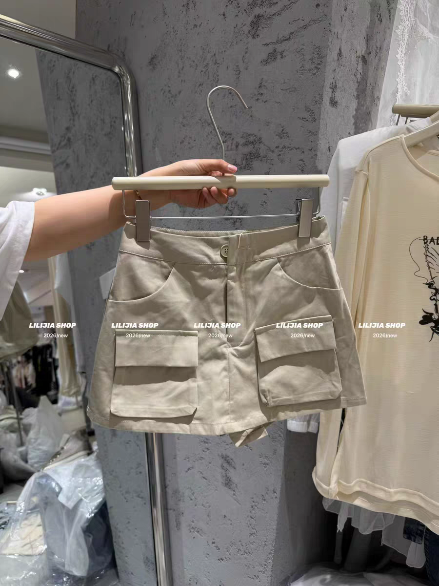 MH家 2026夏季新款韩版时尚百搭宽松显瘦工装半身裙裙裤女