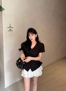 西装 MH家 百搭显瘦气质收腰荷叶边下摆短袖 时尚 2026新款 韩版