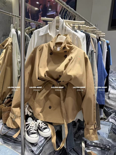 时尚 韩版 百搭显瘦高级感气质翻领系带风衣外套女 2026新款 MH家