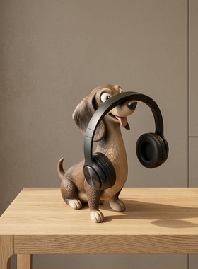 腊肠狗个性头戴耳机架耳麦架收纳支架家居电视柜摆件电脑桌面装饰