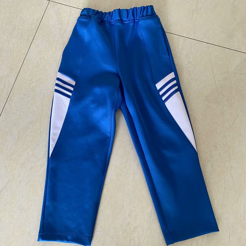 宝蓝色校服裤子拼接白三角