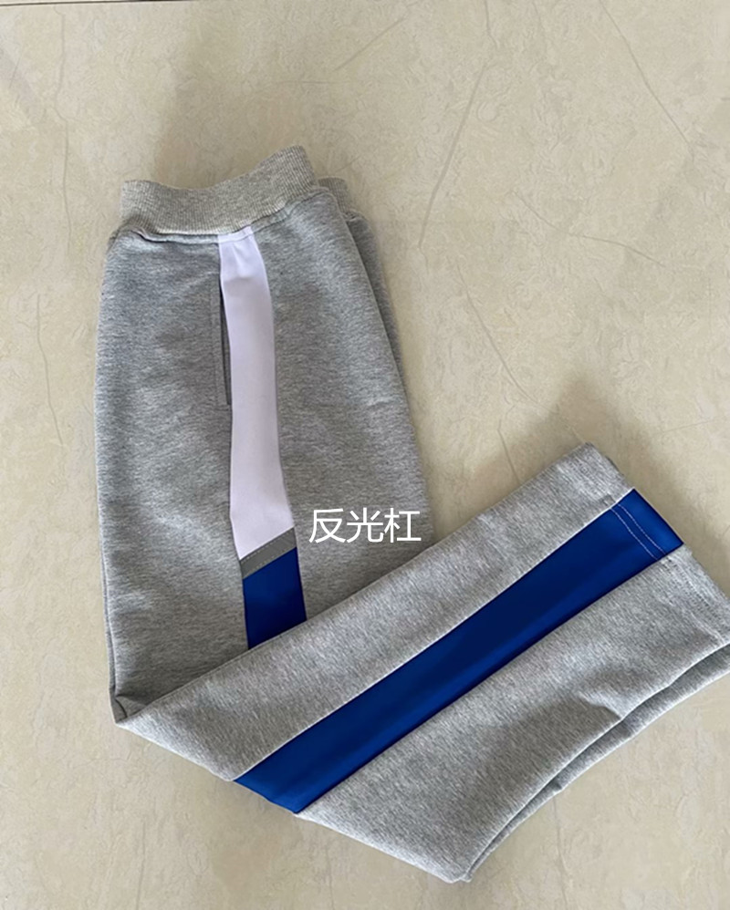 春秋中小学生男女校服灰色裤子直筒拼接杠校裤班服纯棉校服团体服