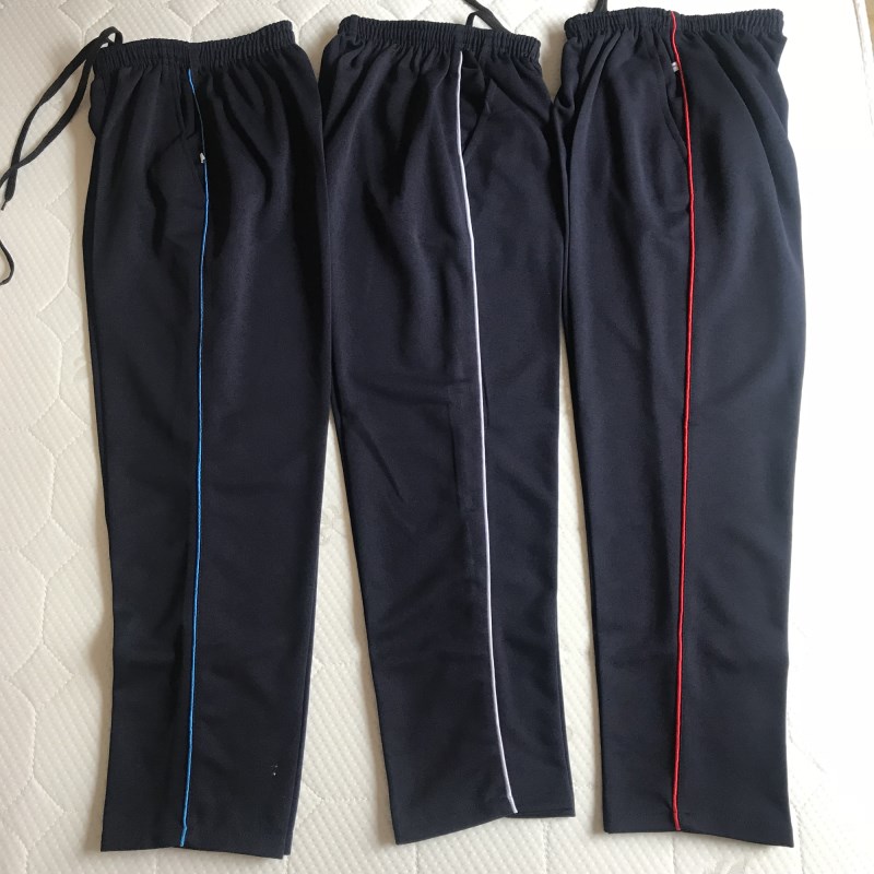 男高中校裤一条杠黑色藏蓝色白边运动长裤学校班服定制女校服裤子