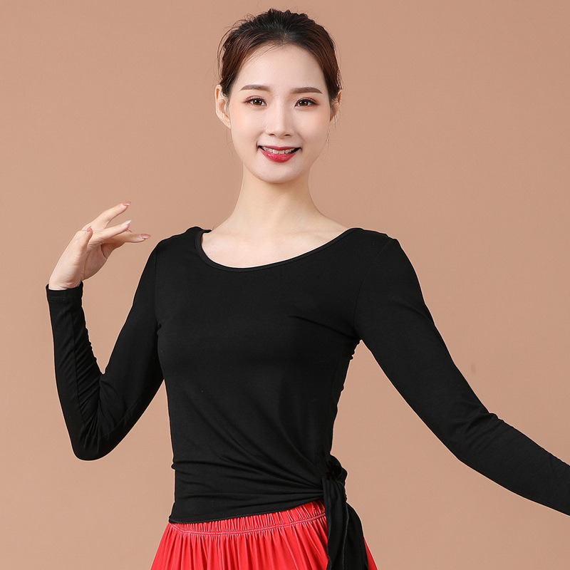 广场舞服装上衣女民族风舞蹈服装表演服莫代尔跳舞衣服单件舞服