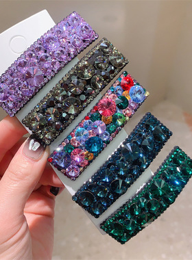 韩版奥钻刘海bb夹子轻奢感碎发施家水钻长方形掰掰夹