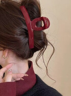 安可拉红一字抓夹大号鲨鱼夹发夹女后脑勺2026新款感夹子发饰