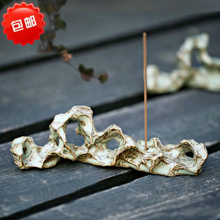 陶瓷山形线香香插 香座 创意 手工制作石头沉香香盘香器檀香 香托