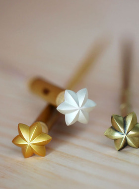 香针铜本色星型顶花材质银款金砂