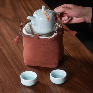 一壶两杯收纳袋一壶四杯茶具包旅行快客杯布袋麻布收纳袋便携禅意