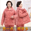 冬季 棉服夹棉中老年睡衣女牛奶绒老人保暖家居加厚加绒妈妈套装