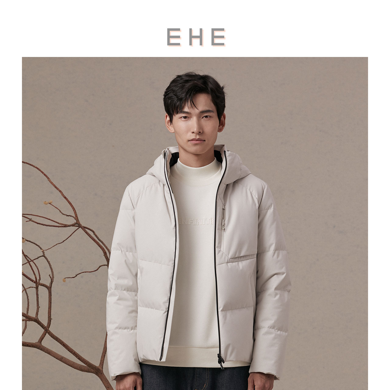 EHE男装白鸭绒短款羽绒服