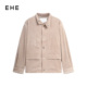 EHE男装 绅士复古粗坑条纹灯芯绒气质立领夹克外套男秋冬新款