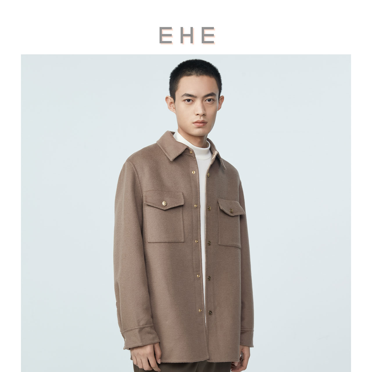 ehe男装新款翻领双面呢夹克