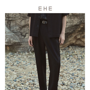 褶皱肌理感天丝面料松紧腰宽松落裆休闲裤 新款 男 夏季 EHE男装