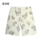 新款 男2026春季 博主同款 粗珠地印花慵懒抗皱宽松松紧腰短裤