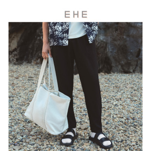 春夏新款 休闲裤 提花松紧腰 落裆裤 男 轻薄宽松萝卜裤 EHE男装