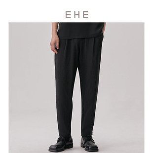 高密粗支棉微皱抽绳松紧腰宽松落裆休闲裤 新款 男 夏季 EHE男装