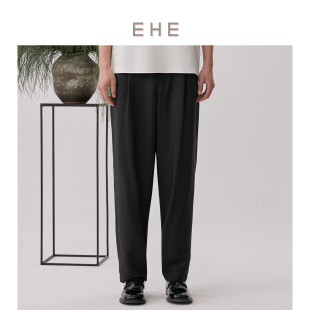 褶皱面料抽绳松紧腰果实扣宽松落裆休闲裤 新款 男 夏季 EHE男装