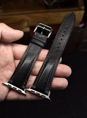 意大利M-box真皮手工表带头层牛皮适用苹果iwatch s7891011ultra
