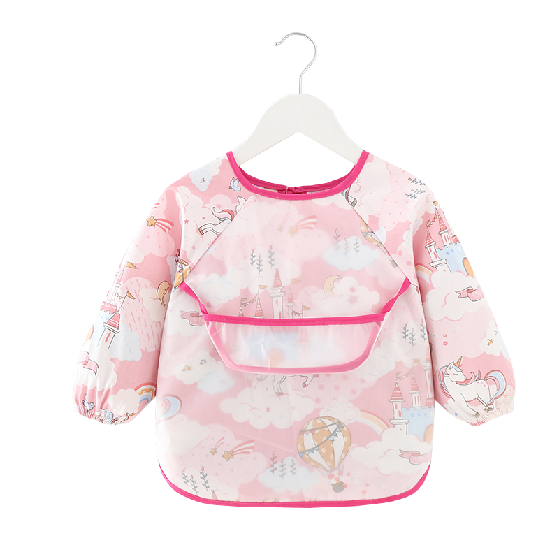 儿童罩衣防水长袖反穿衣宝宝吃饭衣围裙纯棉小孩罩衣婴儿围兜护衣