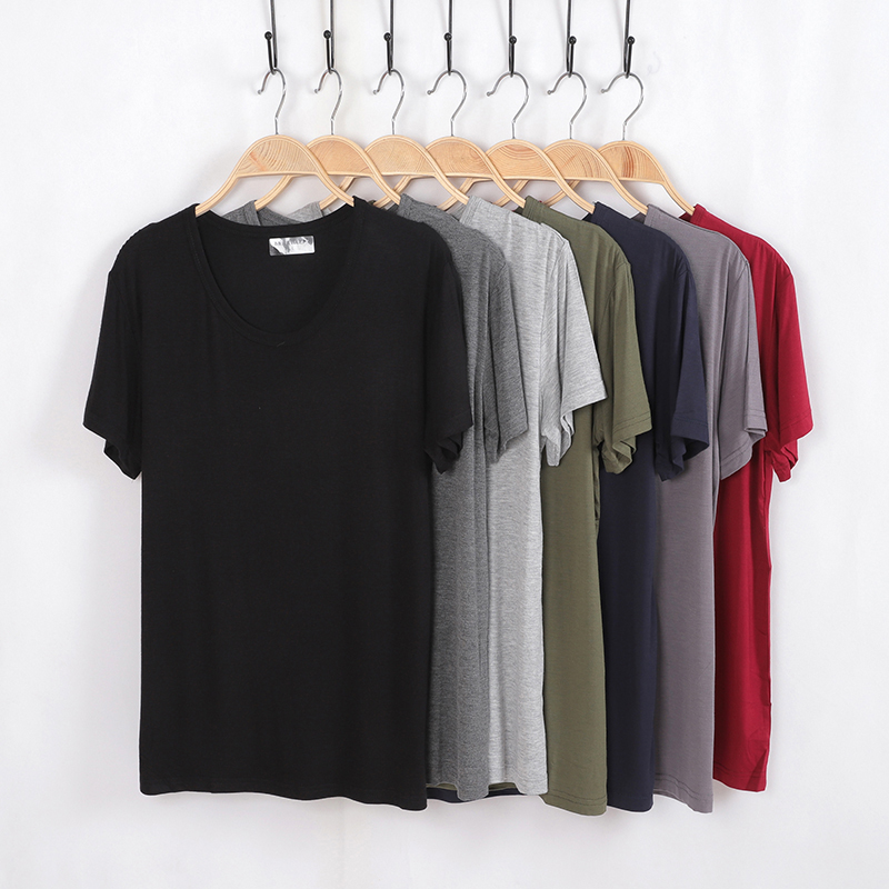 莫代尔棉短袖上衣秋冬v领打底t恤