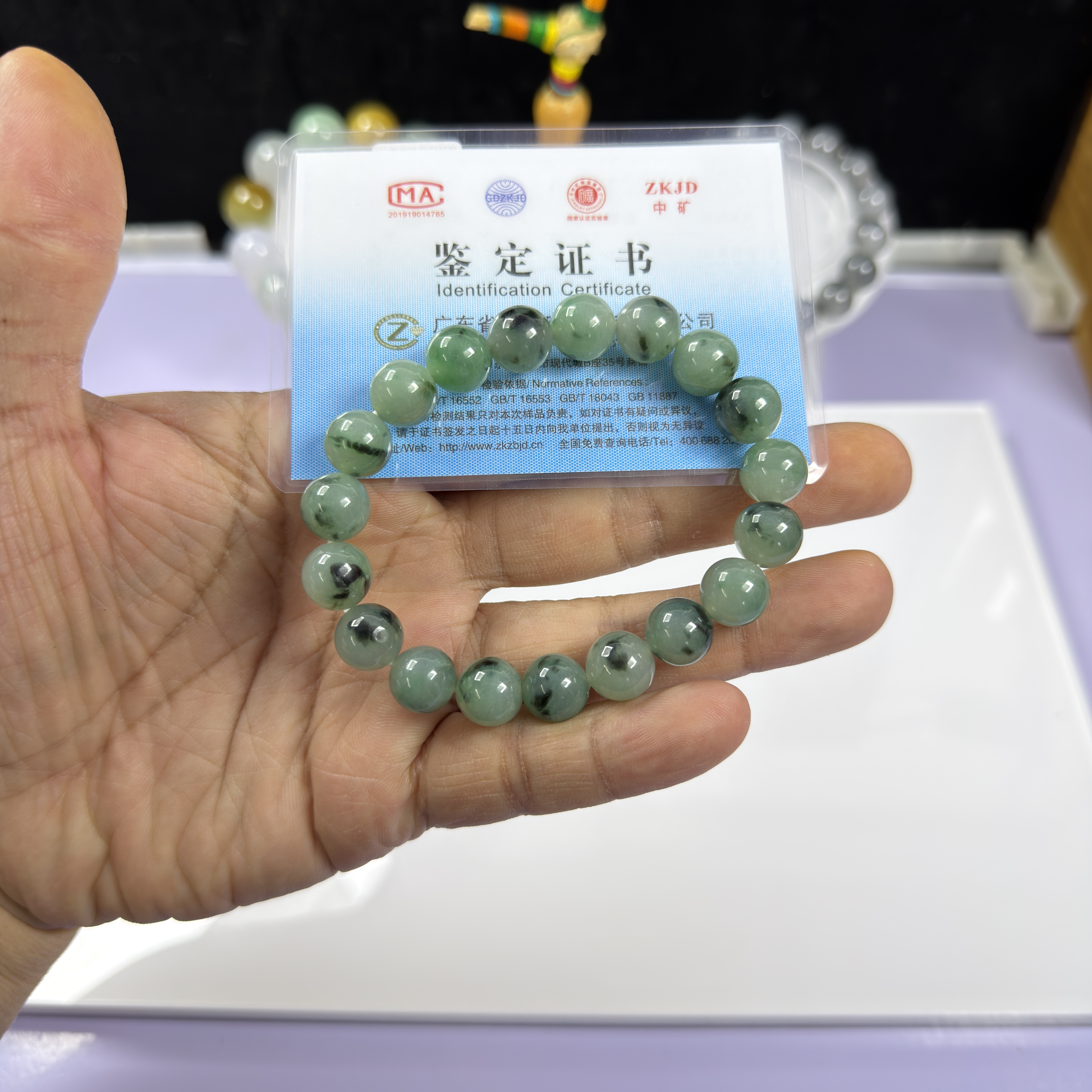 天然缅甸A货翡翠手串飘花手串