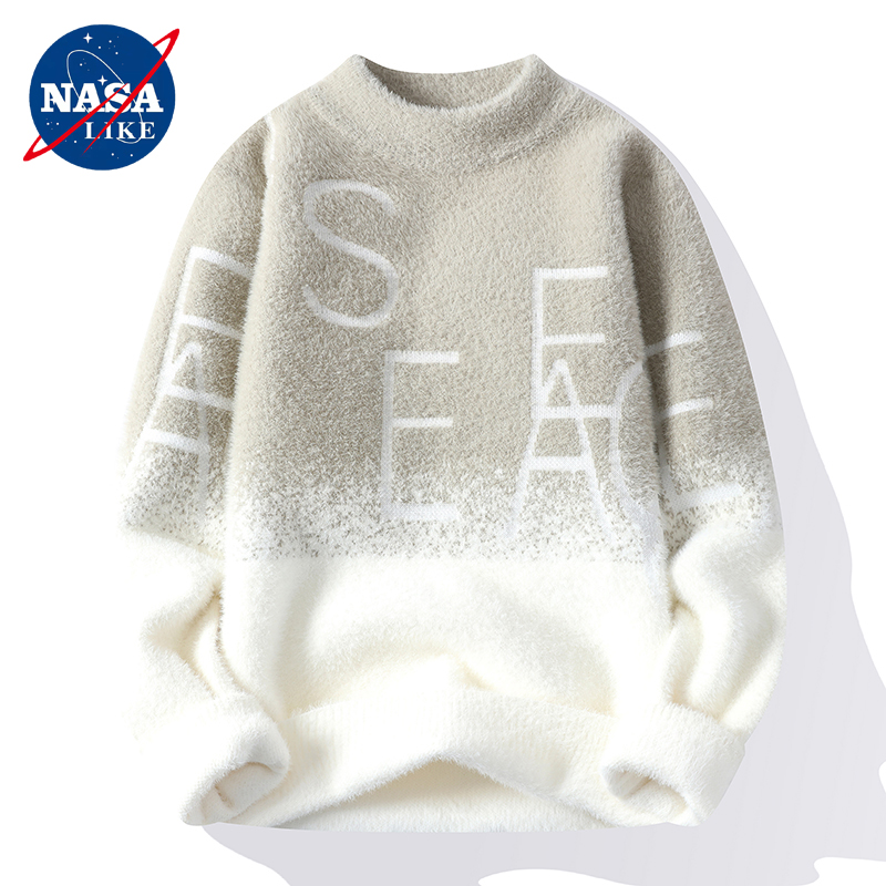 NASA水貂绒毛衣男加厚打底衫潮