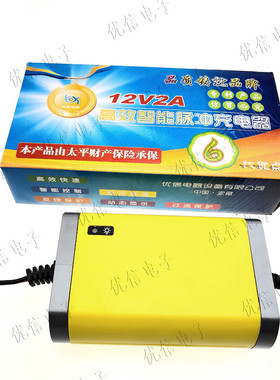 优信12V2A YX12V2A-2 摩托车电瓶充电器12V20AH